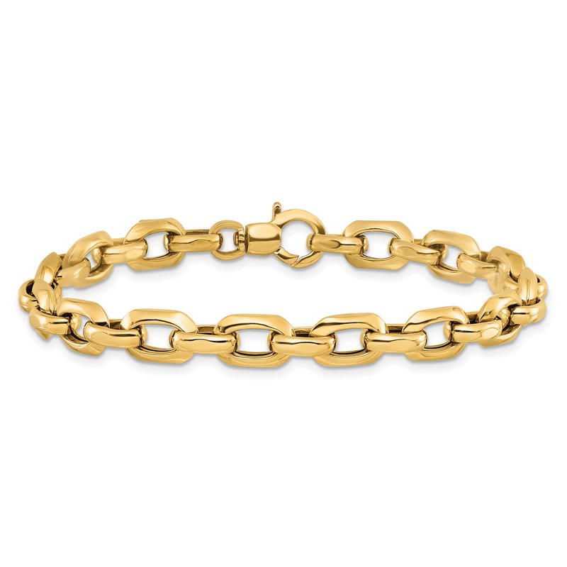 14K Polished 6.75mm Fancy Cable Link 7.5 inch Bracelet