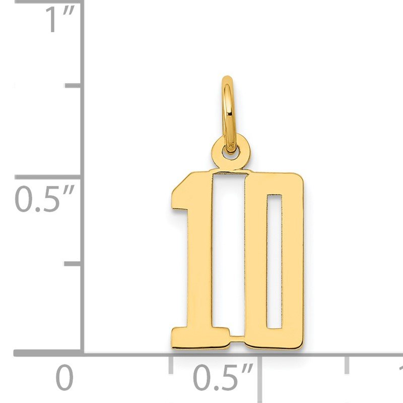 14k Small Elongated Number 10 Charm