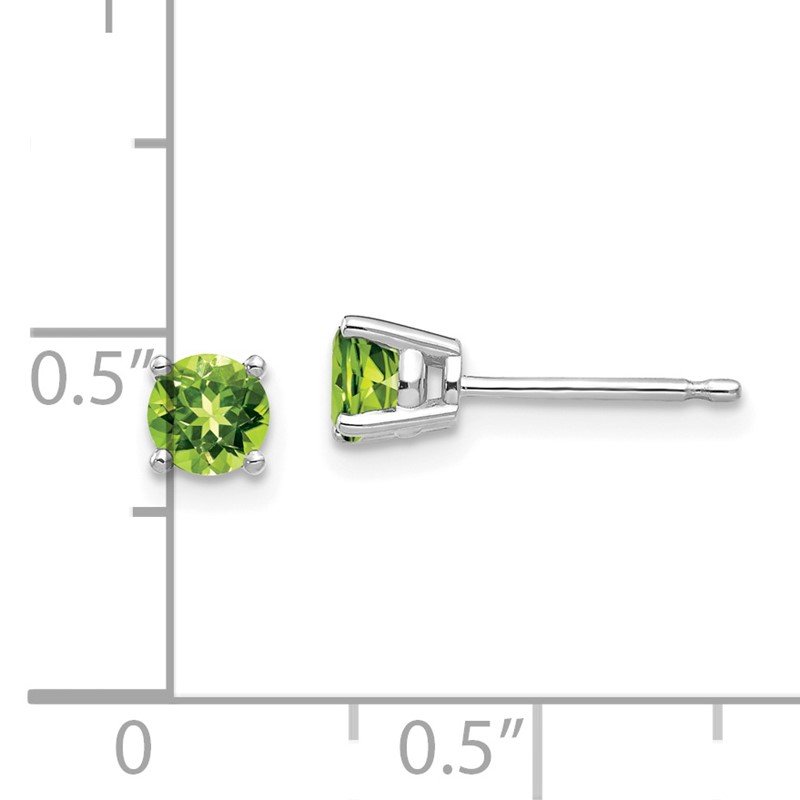 14k White Gold 4mm Round Peridot Post Earrings