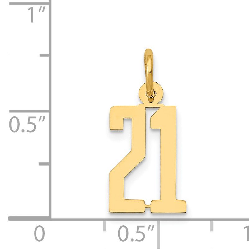 14k Small Elongated Number 21 Charm