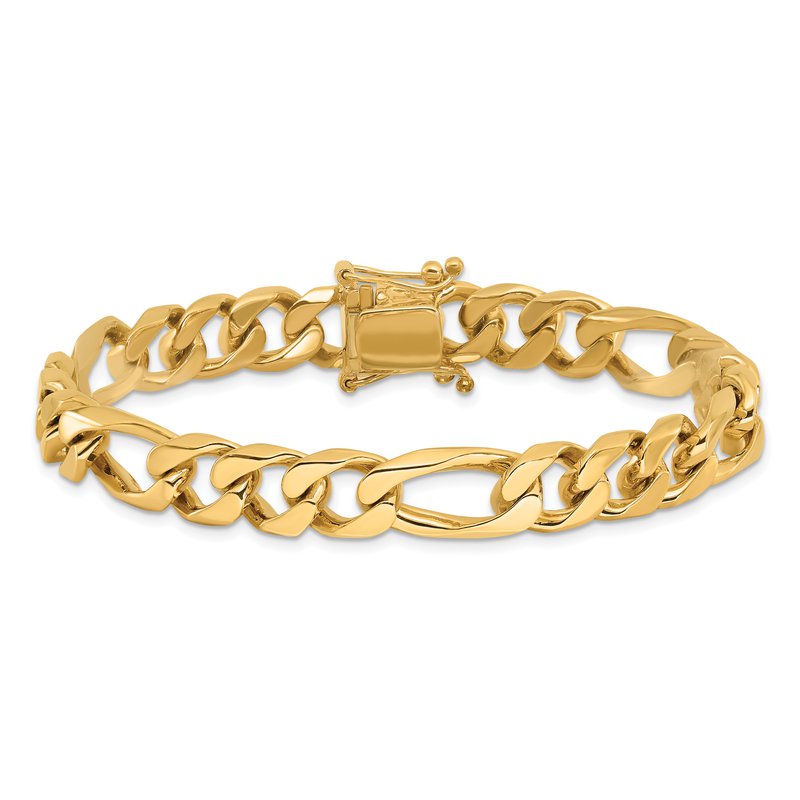 14K 20 inch 9mm Hand Polished Figaro Link with Box Catch Clasp Chain