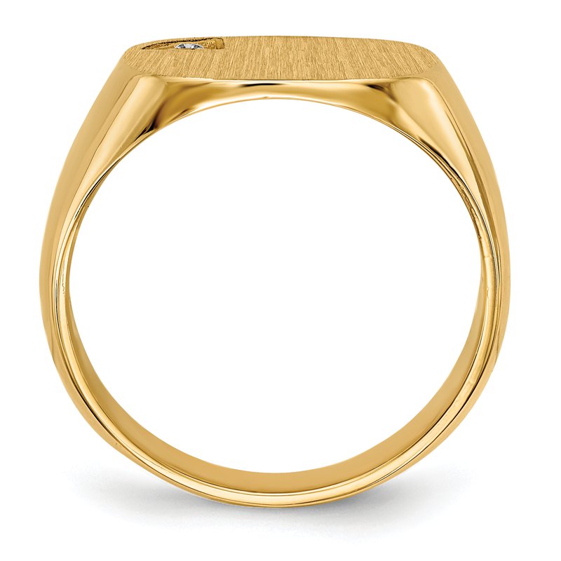 14k 15.0x15.0mm Closed Back AA Diamond Mens Signet Ring