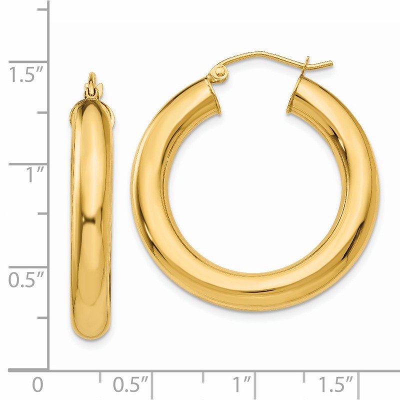 14k 5x30mm Polished Tube Hoop Earrings