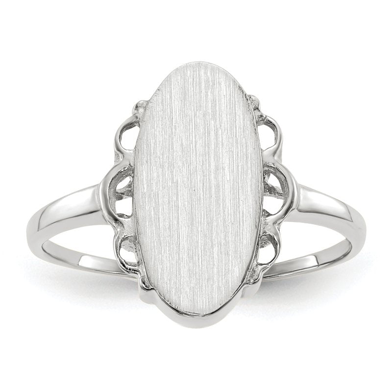 14k White Gold 7.0x14.5mm Open Back Signet Ring