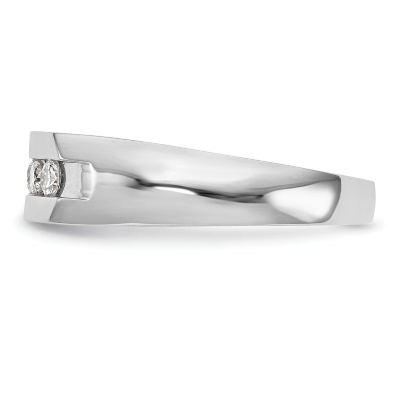 14K White Gold Men's 1/3 carat Lab Grown Diamond VS+ F+ Complete Channel Five Stone Band