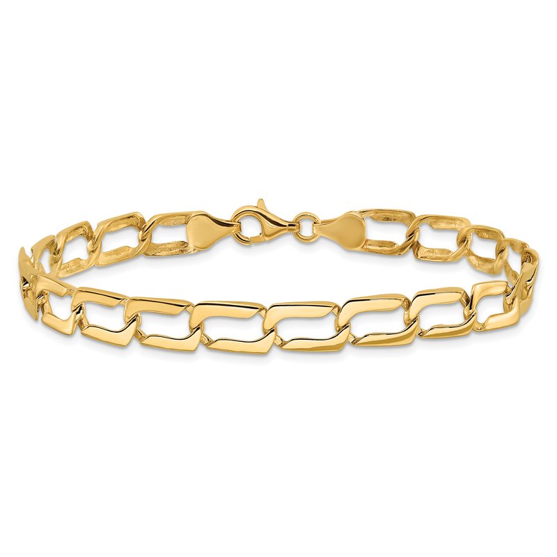 14k Polished 9mm Fancy Rectangular Curb Link 8.5 inch Bracelet