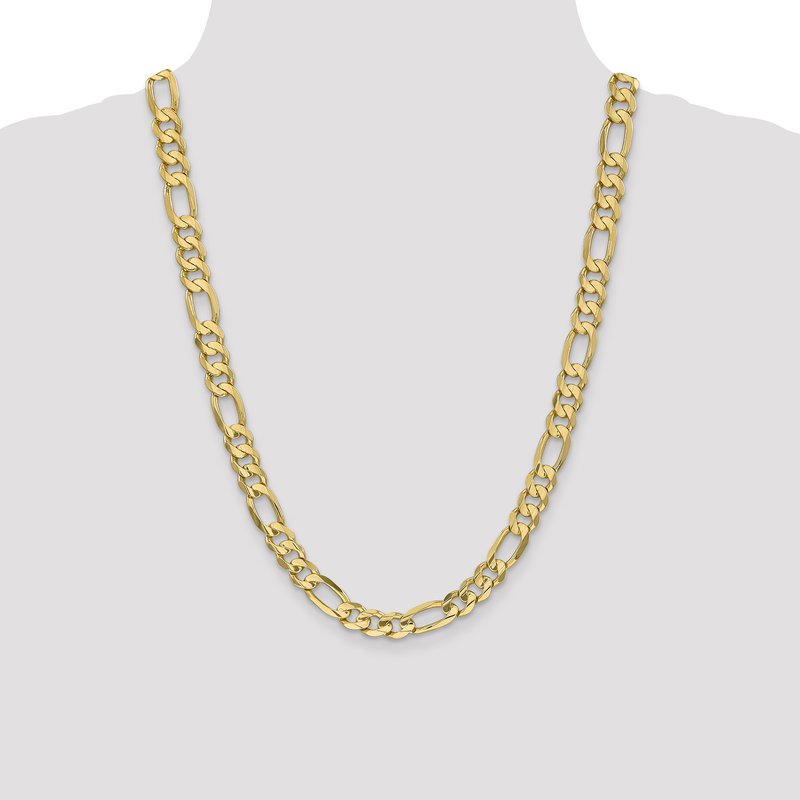14K 22 inch 8.75mm Concave Open Figaro with Lobster Clasp Chain