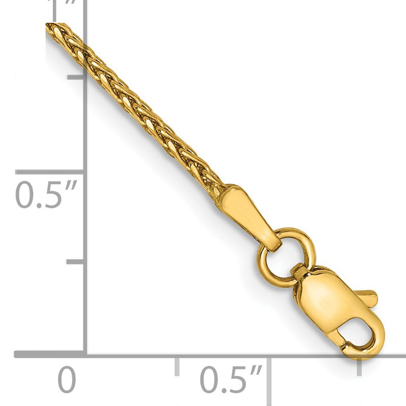 14K 10 inch 1.5mm Diamond-cut Parisian Wheat with Lobster Clasp Anklet