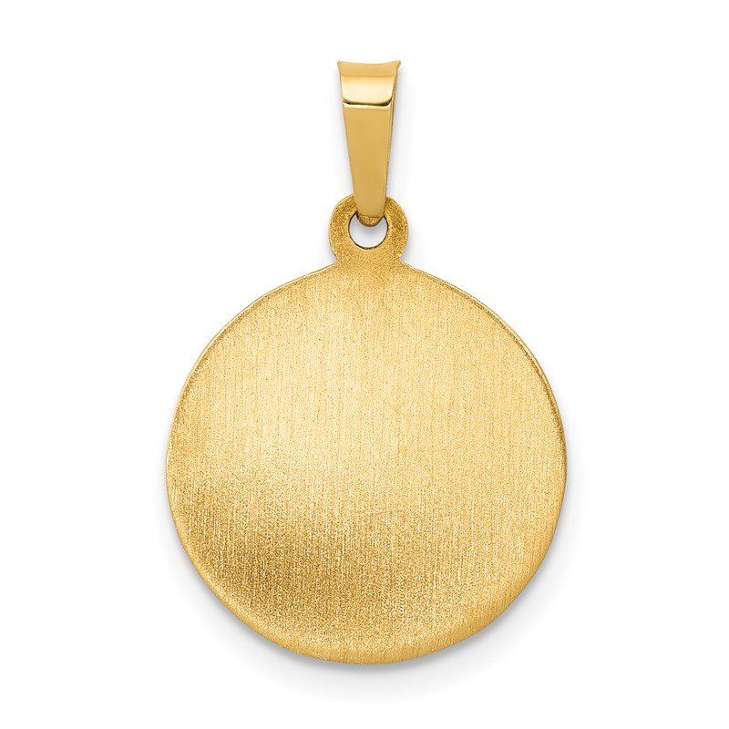 14k Polished and Satin Hollow FIRST HOLY COMMUNION Medal Round Pendant