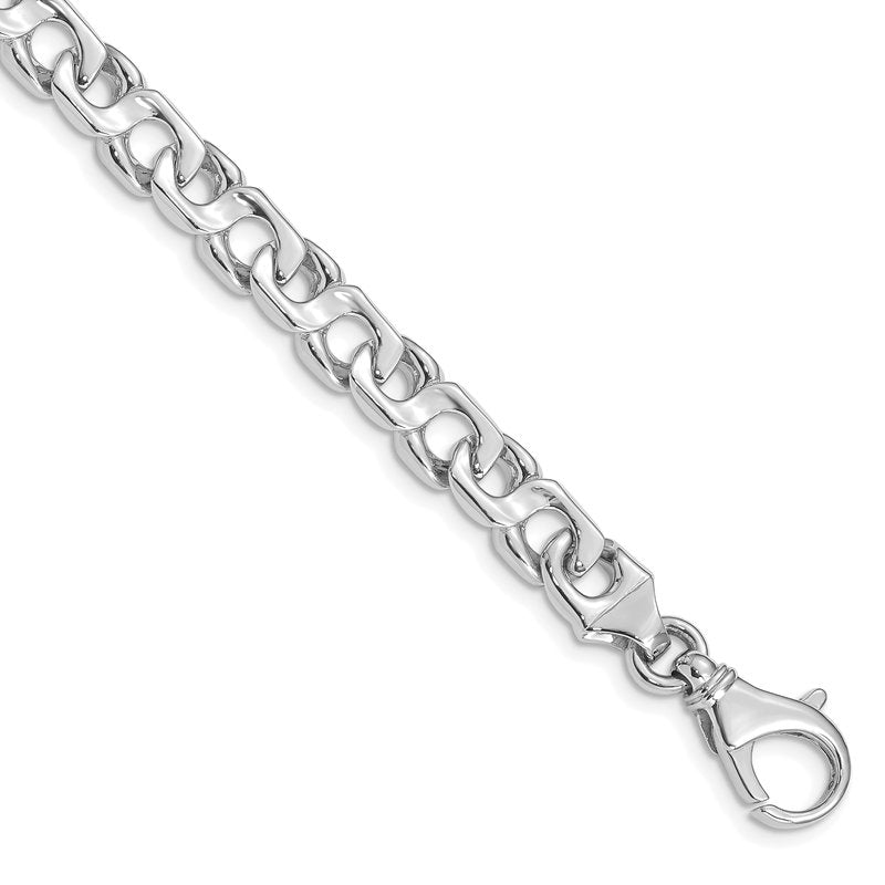 14K White Gold  20 inch 7.4mm Hand Polished Fancy Link with Fancy Lobster Clasp Chain