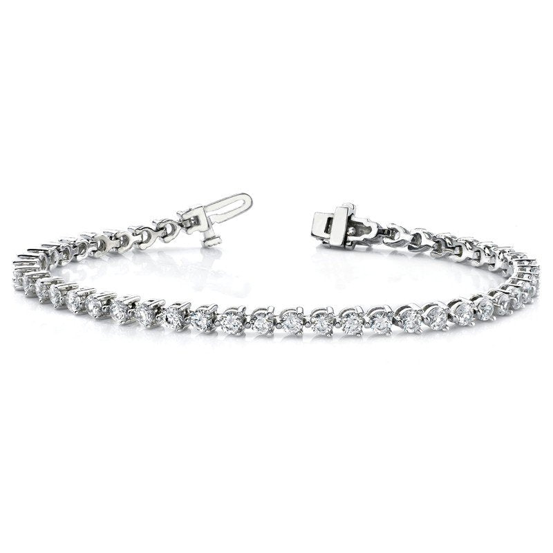 14K White Gold 2 3/8 carat Lab Grown Diamond VS+ F+ Complete Tennis Bracelet