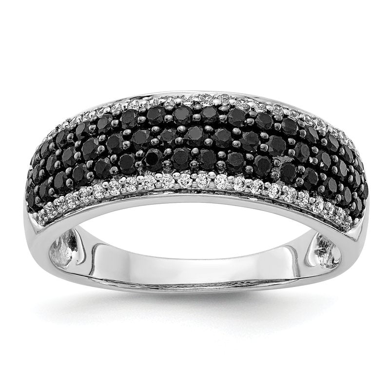14k White Gold White and Black Diamond Band Ring