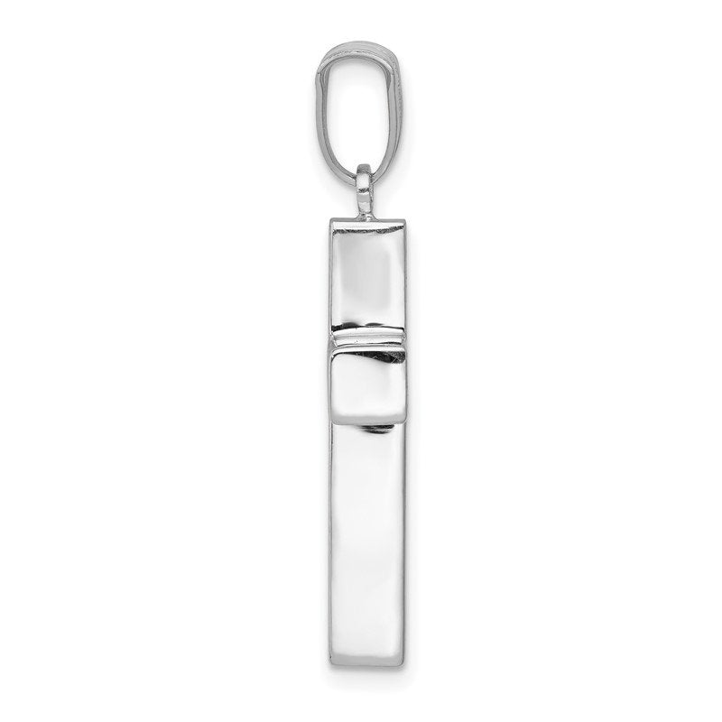 14k White Gold Polished Hollow Cross Pendant