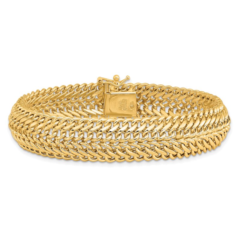 14k Polished 13mm Fancy Link 7.5 inch Bracelet