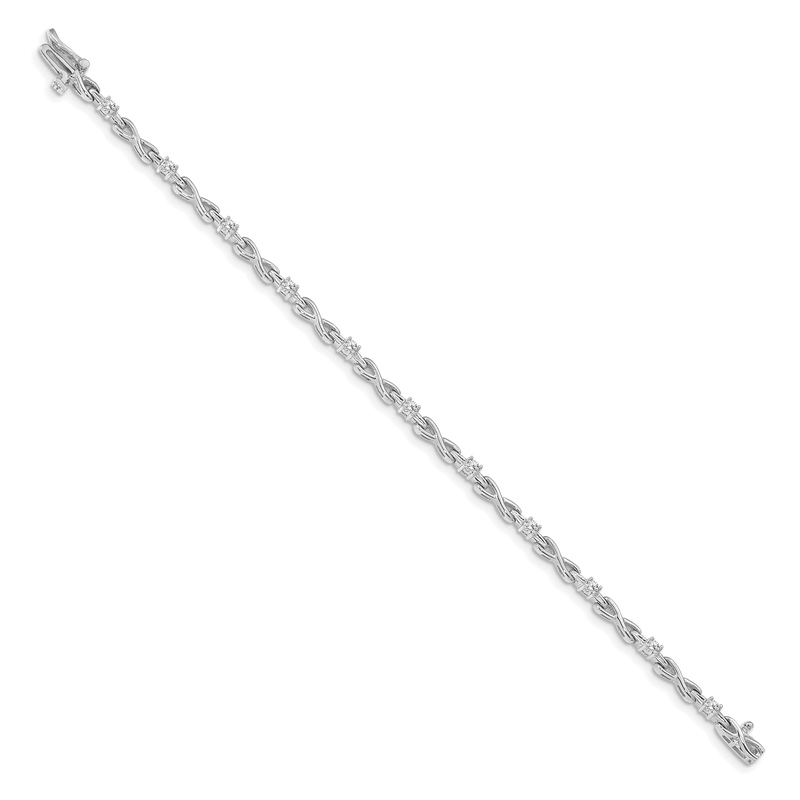 14k White Gold Complete 1/2 carat Round A Diamond 4-prong X-design 7 inch Tennis Bracelet