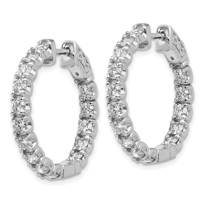14K White Gold 2 3/4 carat Lab Grown Diamond VS+ F+ Complet In and Out Hoop Earrings
