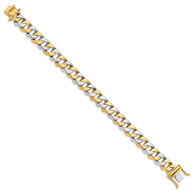 14K Two-tone 20 inch 11.2mm Hand Polished Fancy Link with Box Catch Clasp Chain