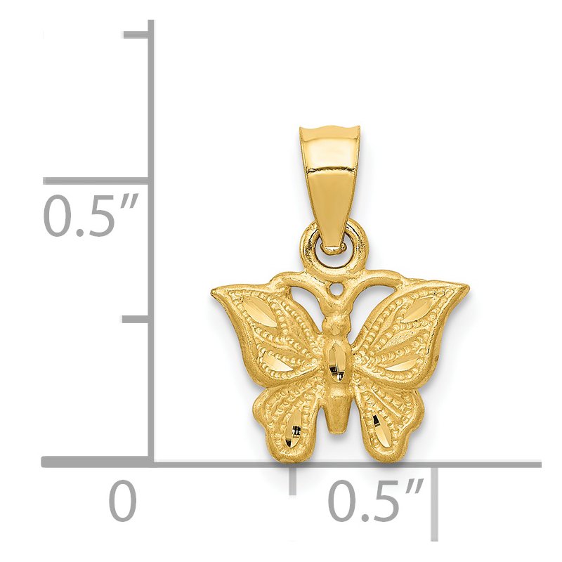 14K Diamond-cut Butterfly Pendant