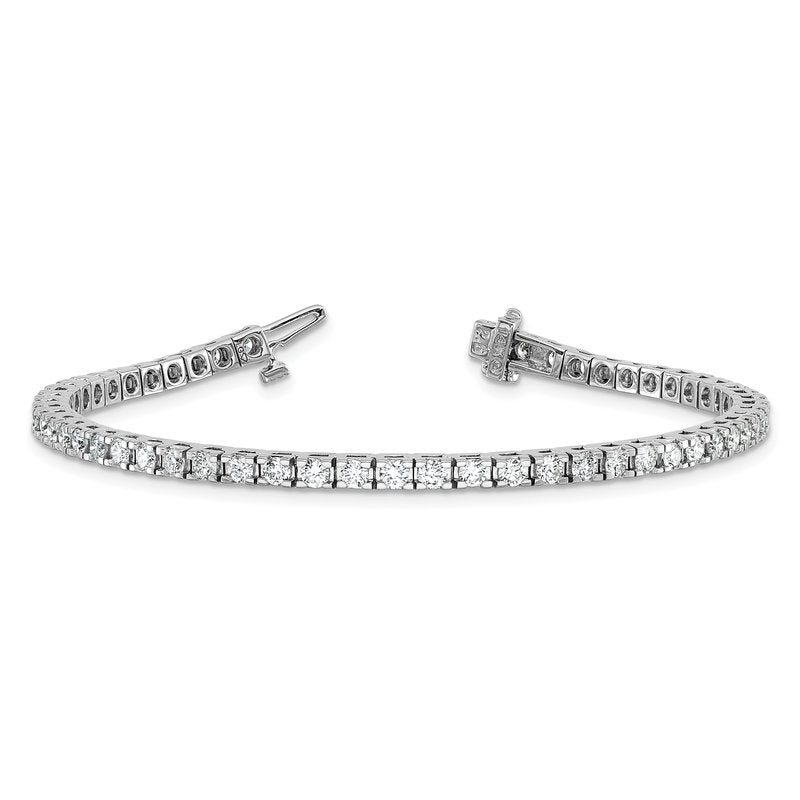14k White Gold Complete 2.86 carat Round AAA Diamond 4-prong 7 inch Tennis Bracelet