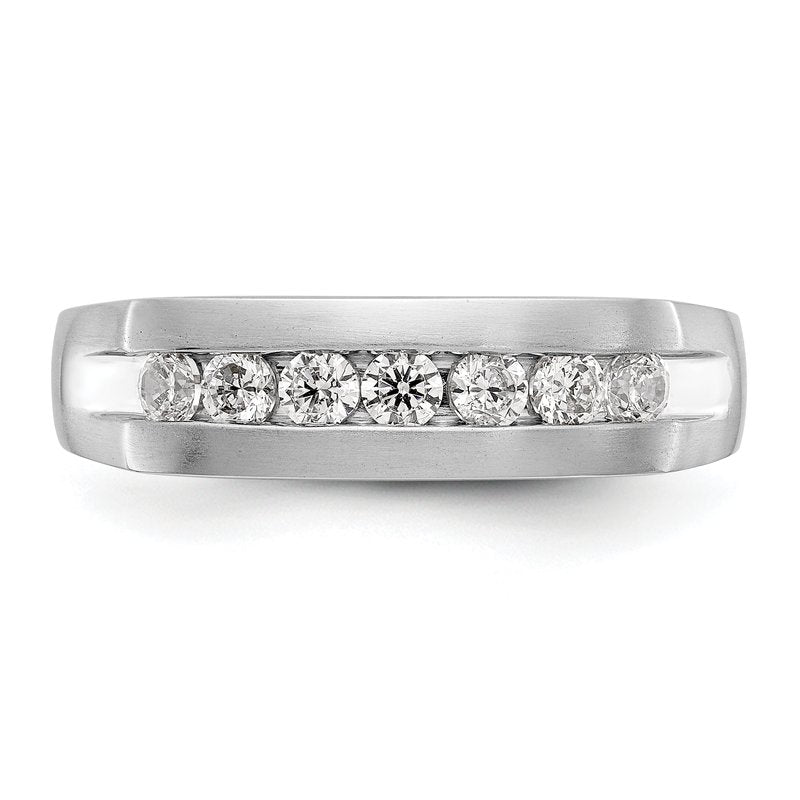 14K White Gold Men's 1/2 carat Lab Grown Diamond VS+ F+ Complete Channel Band