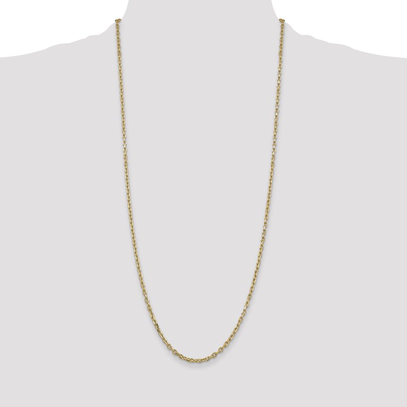 14K 26 inch 3mm Diamond-cut Round Open Link Cable with Lobster Clasp Chain