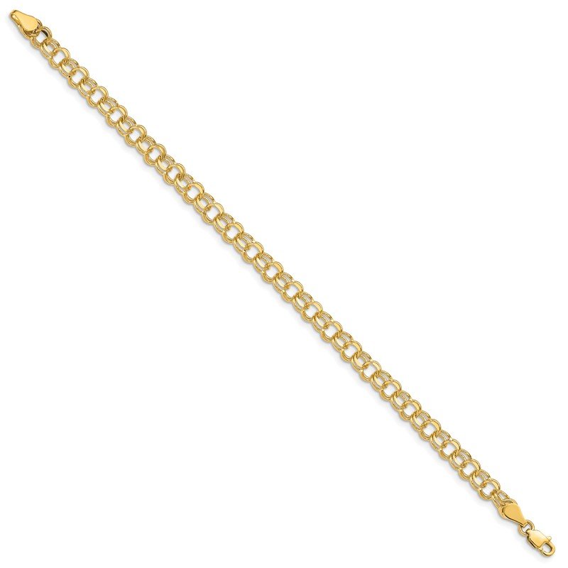 14k 5mm Solid Double Link 7 inch Charm Bracelet