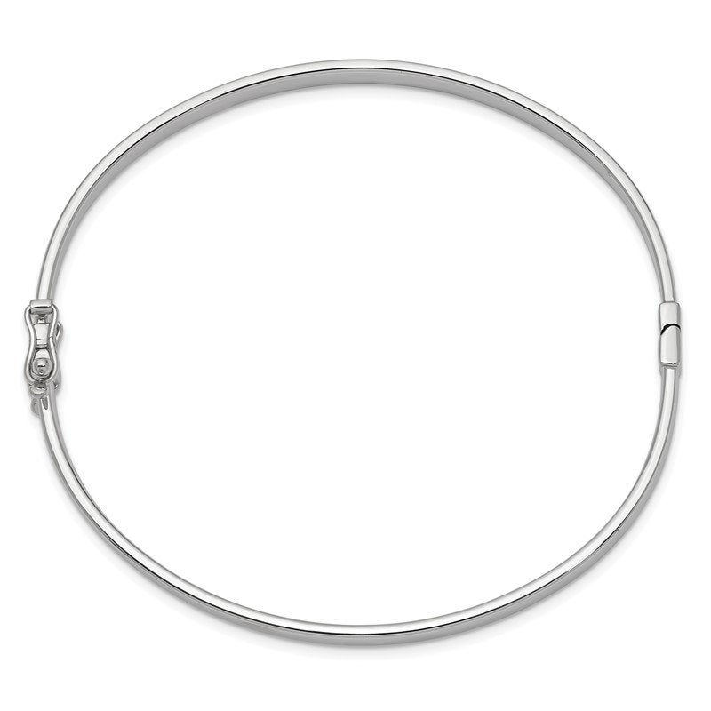 14k White Gold Polished 4.00mm Hinged Oval Bangle Bracelet
