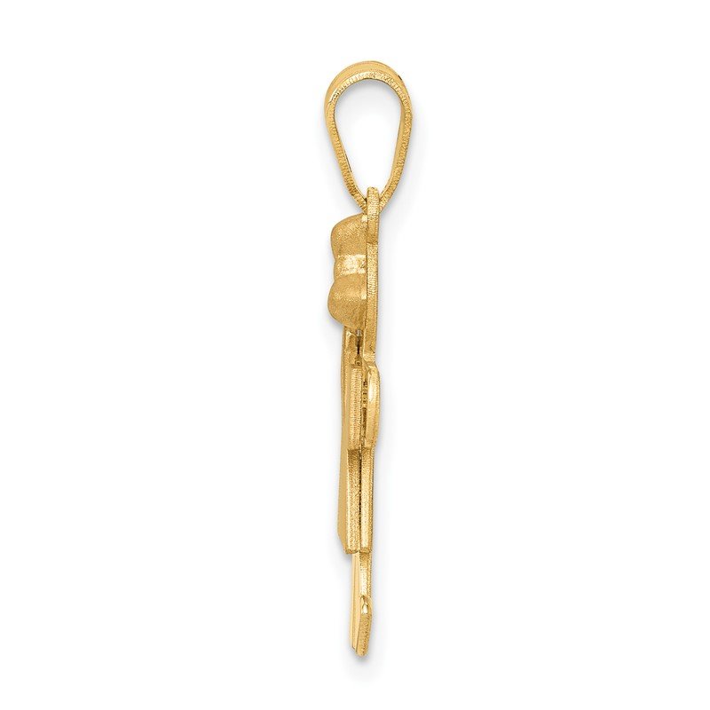 14k Two-tone The Kids Small Girl with Bow on Right Engravable Kiss Charm