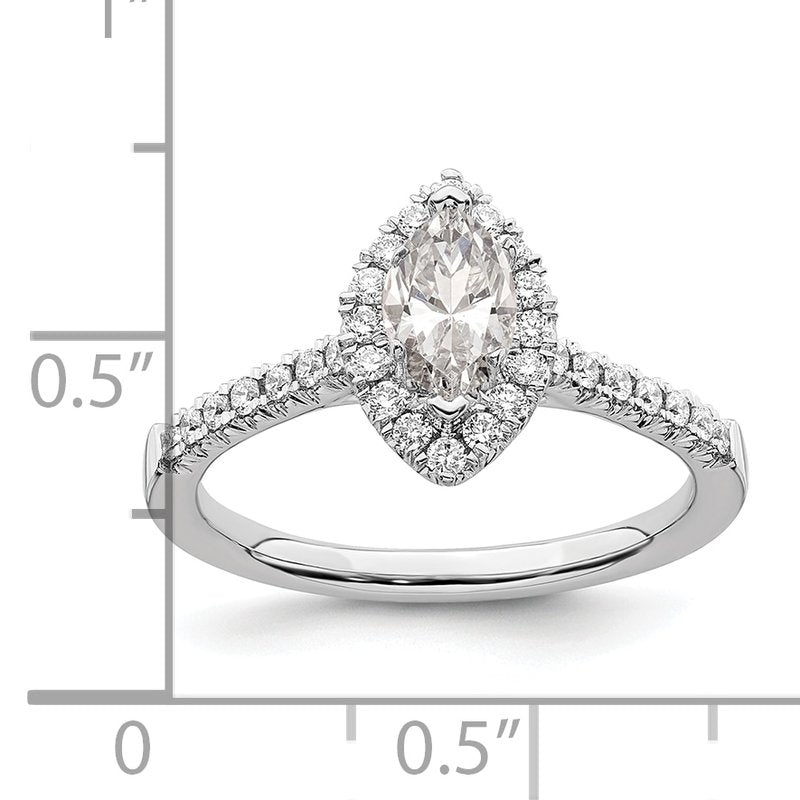 14K White Gold 1/3 carat Lab Grown Diamond VS+ F+ Semi-Mount Marquise Halo Engagement Ring
