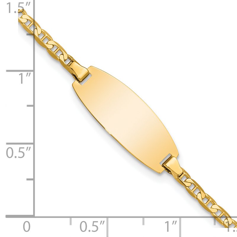 14k Polished Solid Chain/Solid Plate Anchor Link Oval 18.5x8mm Plate 5.5 inch Baby/Child ID Bracelet