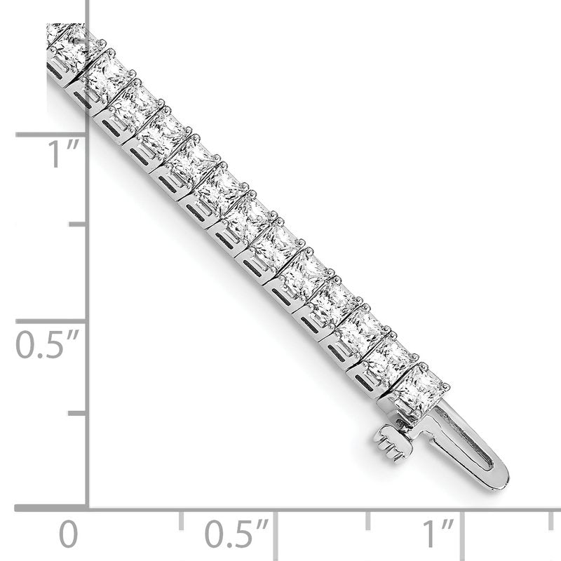 14k White Gold Complete 6.6 carat Princess AAA Diamond 4-prong 7 inch Tennis Bracelet