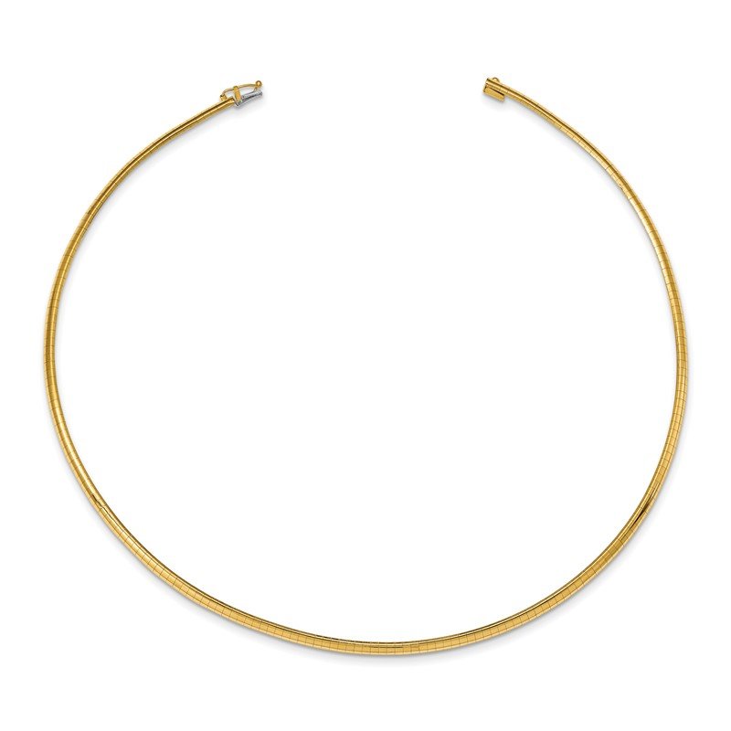 14k Polished 3mm Standard Weight 16 inch Domed Omega Necklace