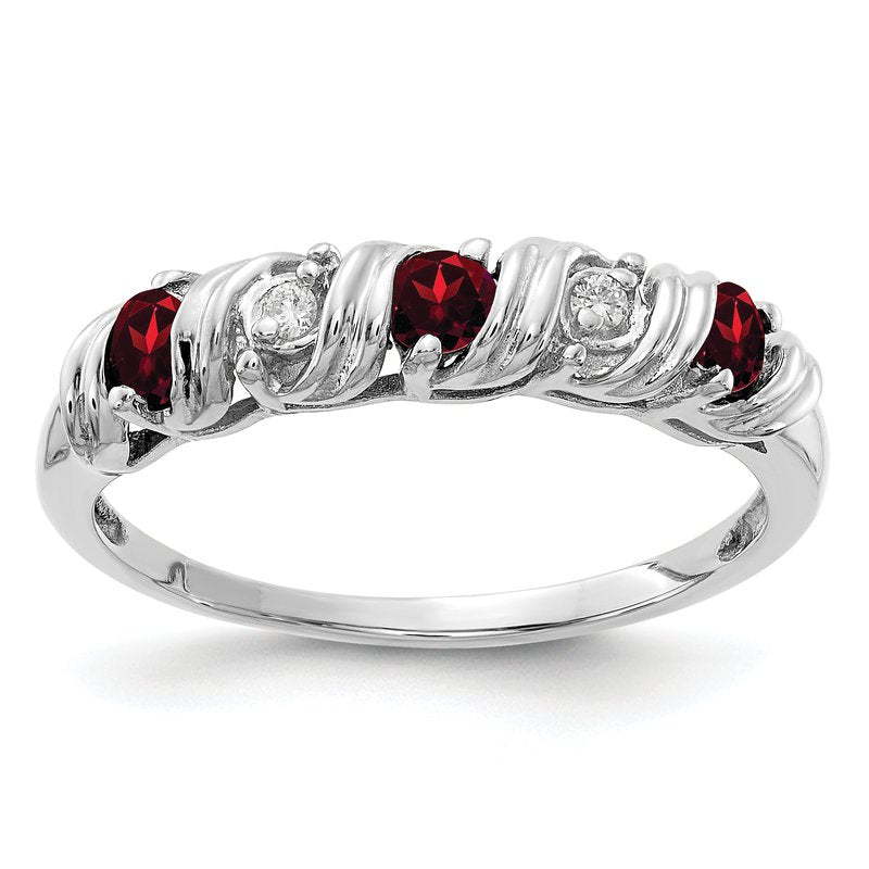 14k White Gold 2.75mm Garnet AAA Diamond ring