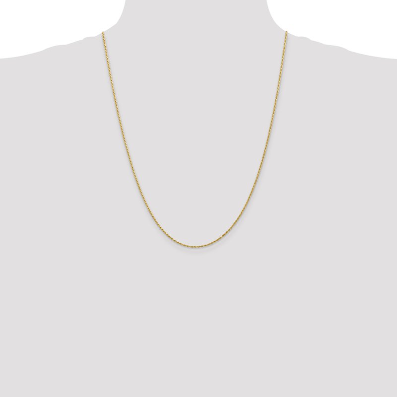 14K 14 inch 1.3mm Diamond-cut Solid Machine Made Rope with Lobster Clasp Chain