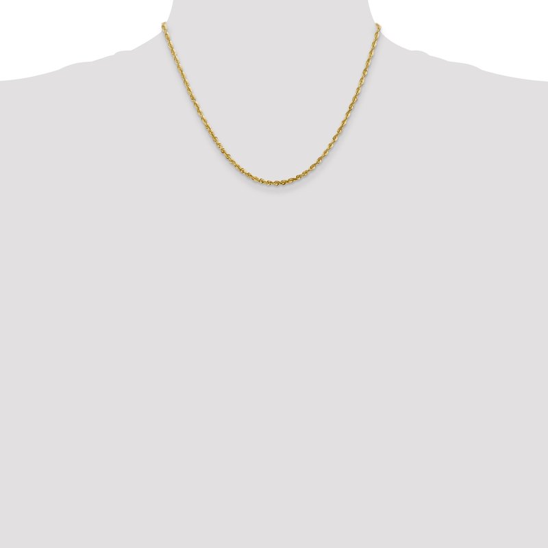 14K 10 inch 2.75mm Ultra Diamond-cut Rope with Lobster Clasp Anklet