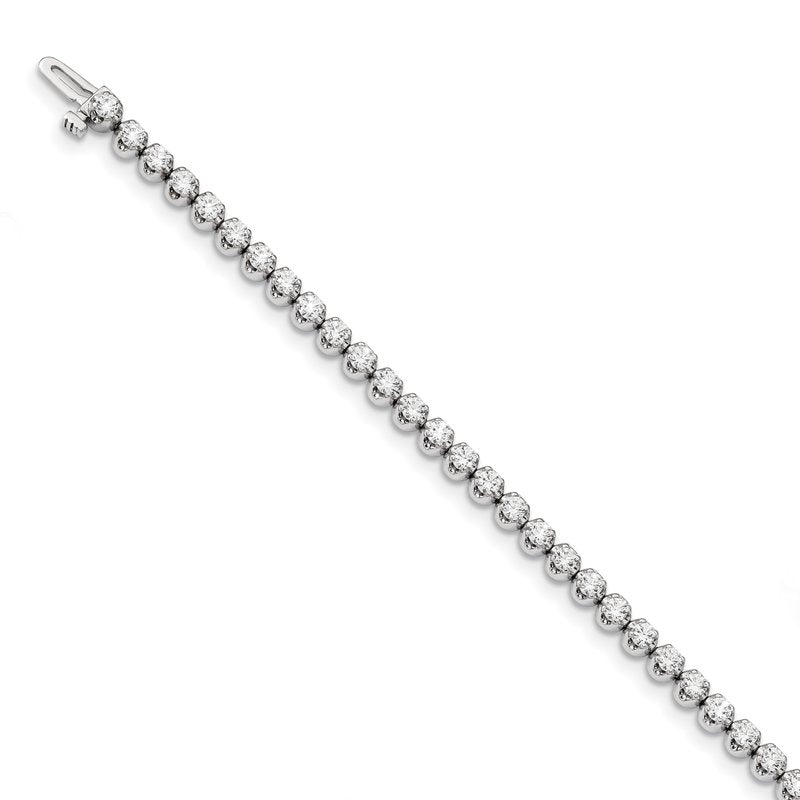 14k White Gold Complete 3.15 carat AAA Diamond 4-prong 7 inch Tennis Bracelet