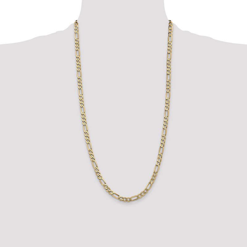 14K 26 inch 5.25mm Flat Figaro with Lobster Clasp Chain