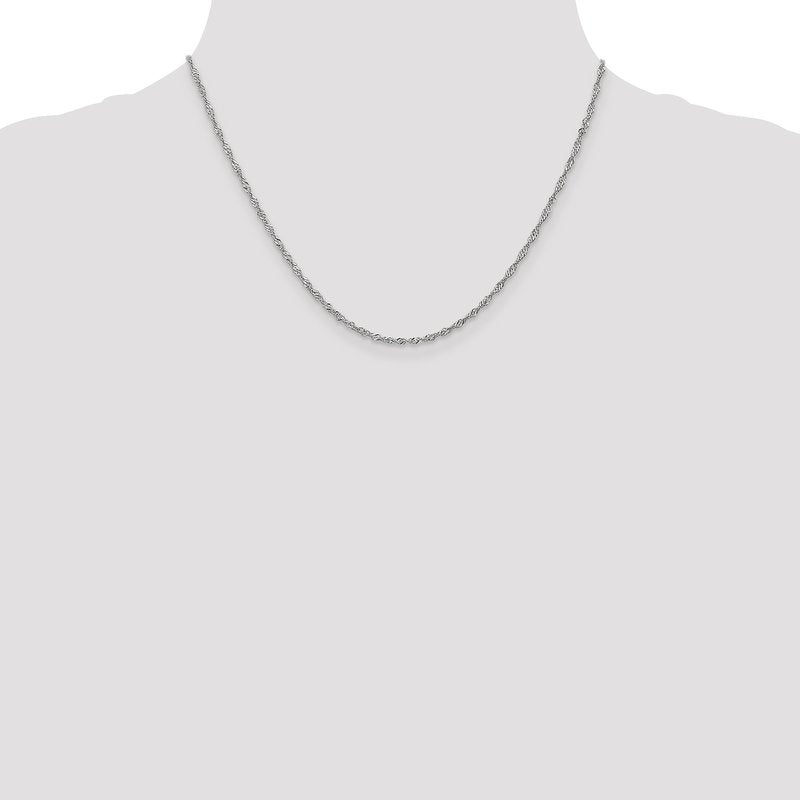14K White Gold 1.6mm Singapore Chain Anklet