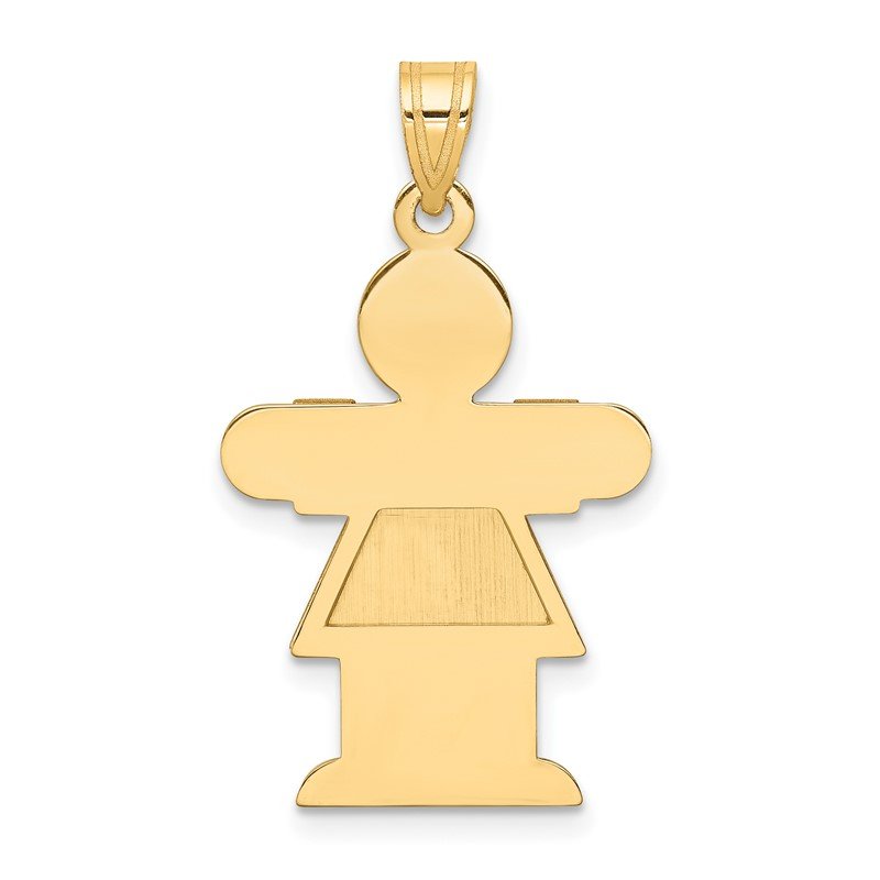 14k The Kids Solid Satin Medium Girl Engravable Hugs Charm