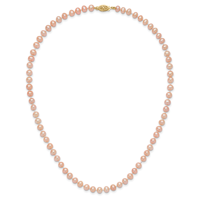 14k 5-6mm Pink Near-Round Freshwater Cultured Pearl 16 inch Necklace