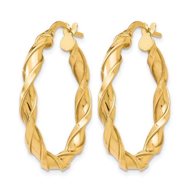 10K Polished Twisted Hoop Earrings
