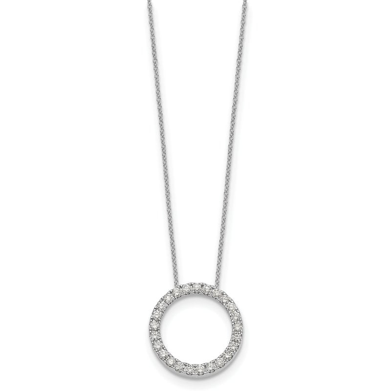 14k White Gold 1/4 carat Diamond Circle 18 inch Necklace