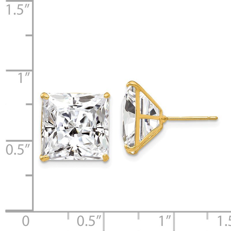14k 12mm Square CZ Post Earrings