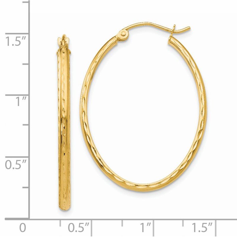 14k Lightweight Diamond-cut Oval Hoop Earrings