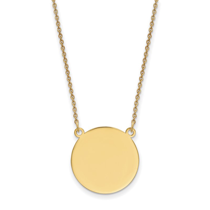 14k Plain .018 Gauge Round Engravable 19x19mm Disc 18 inch Necklace