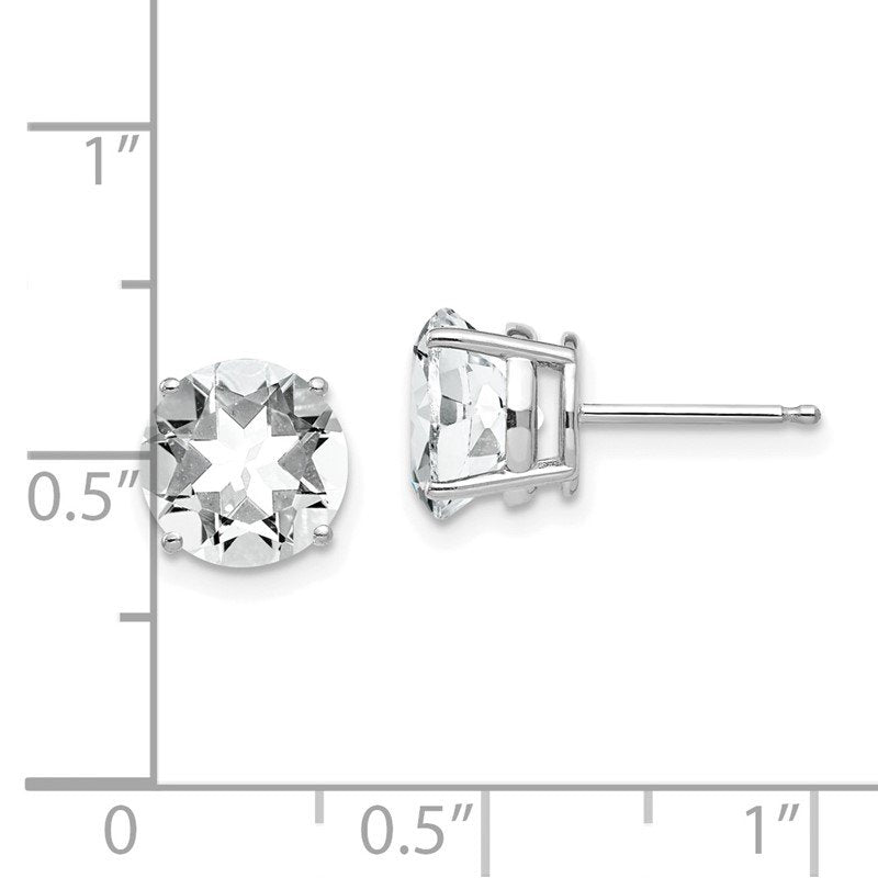 14k White Gold 8mm Round Cubic Zirconia Post Earrings