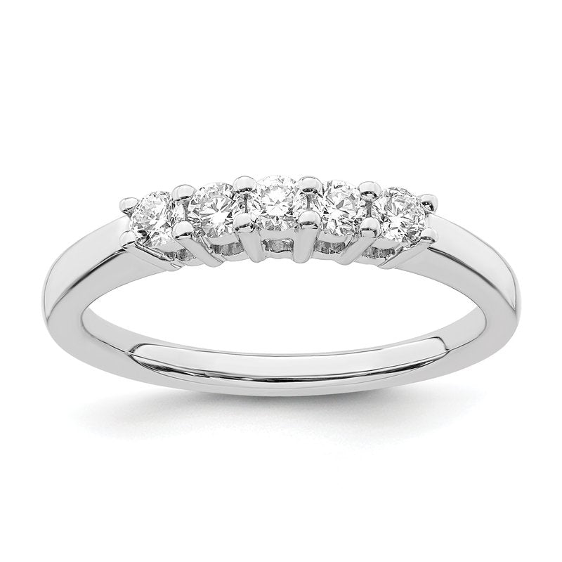 14K White Gold 1/2 carat Lab Grown Diamond VS/SI  D E F  5 Stone Ring