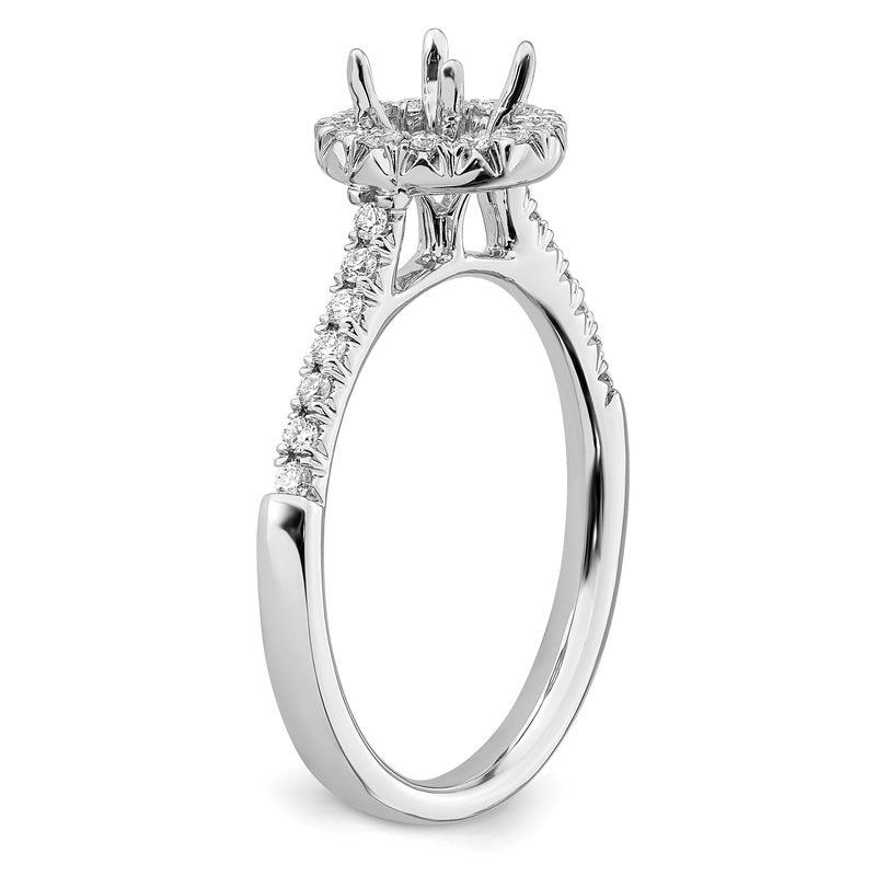 14K White Gold 1/4 carat Lab Grown Diamond VS+ F+ Semi-Mount Round Halo Engagement Ring