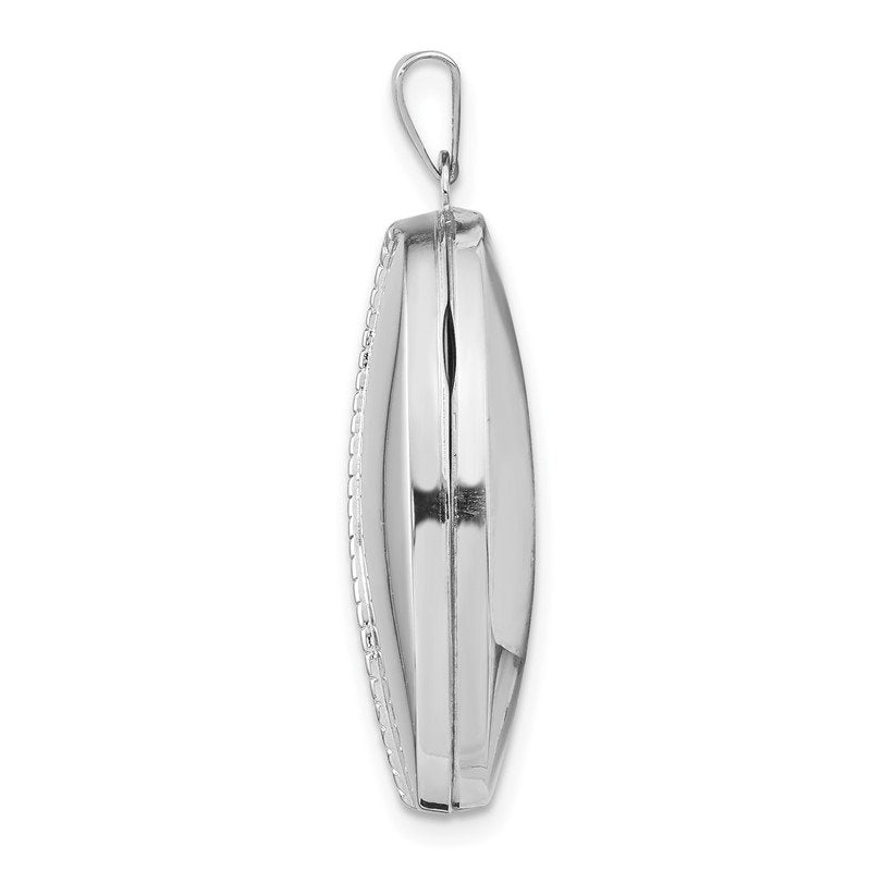 14k White Gold Fancy Half Swirl Design 26mm Oval Locket