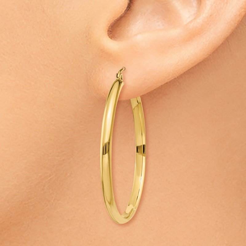 14k 2.75x35mm Polished Tube Hoop Earrings